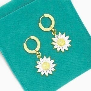 Gold Crystal Flower Earrings